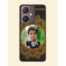 Round Image with Floral Design - Photo on Space Black Soft Matte Mobile Cover - Vivo Y27
