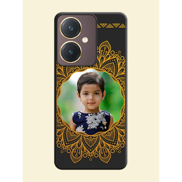 Round Image with Floral Design - Photo on Space Black Soft Matte Mobile Cover - Vivo Y27 Round Image with Floral Design - Photo on Space Black Soft Matte Mobile Cover - Vivo Y27