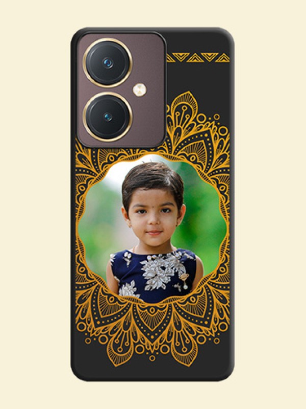 Round Image with Floral Design - Photo on Space Black Soft Matte Mobile Cover - Vivo Y27
