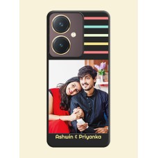 Color Stripes with Photo and Text - Photo on Space Black Soft Matte Mobile Case - Vivo Y27