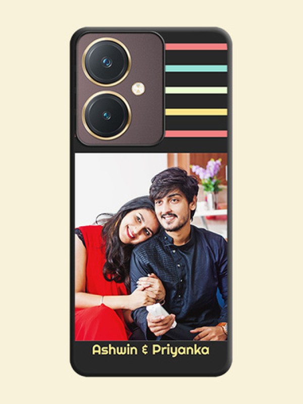 Color Stripes with Photo and Text - Photo on Space Black Soft Matte Mobile Case - Vivo Y27