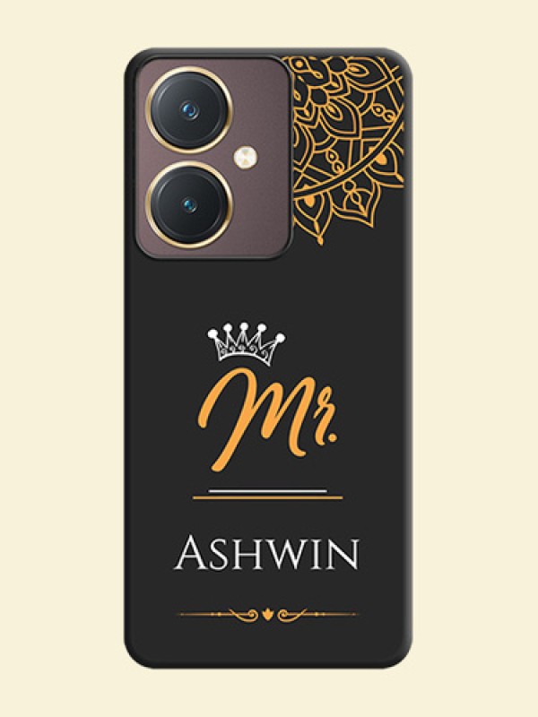 Mr Name with Floral Design on Personalised Space Black Soft Matte Cases - Vivo Y27