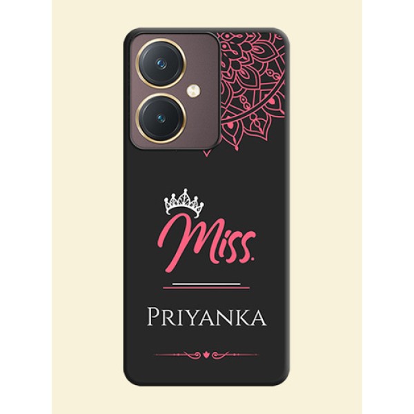 Mrs Name with Floral Design on Space Black Personalized Soft Matte Phone Covers - Vivo Y27 Mrs Name with Floral Design on Space Black Personalized Soft Matte Phone Covers - Vivo Y27