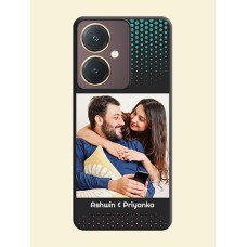 Faded Dots with Grunge Photo Frame and Text on Space Black Custom Soft Matte Phone Cases - Vivo Y27