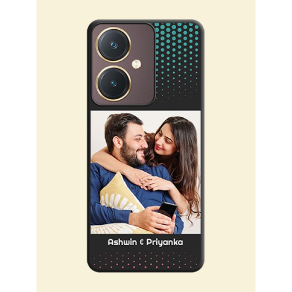 Faded Dots with Grunge Photo Frame and Text on Space Black Custom Soft Matte Phone Cases - Vivo Y27 Faded Dots with Grunge Photo Frame and Text on Space Black Custom Soft Matte Phone Cases - Vivo Y27