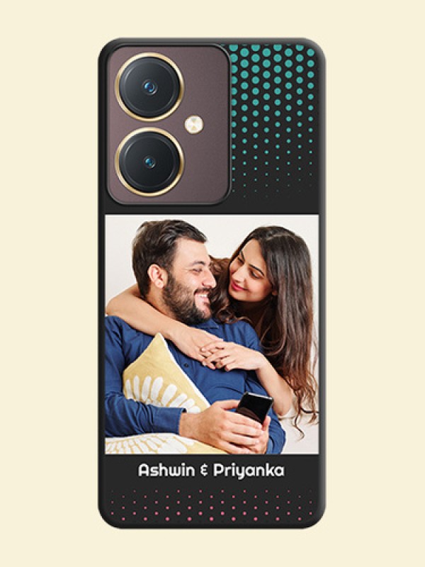 Faded Dots with Grunge Photo Frame and Text on Space Black Custom Soft Matte Phone Cases - Vivo Y27