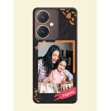 Orange Photo Frame on Space Black Custom Soft Matte Phone Back Cover - Vivo Y27