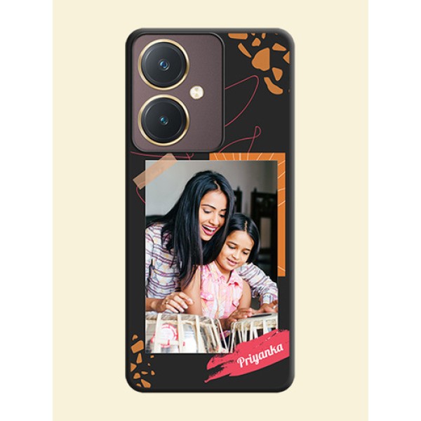 Orange Photo Frame on Space Black Custom Soft Matte Phone Back Cover - Vivo Y27 Orange Photo Frame on Space Black Custom Soft Matte Phone Back Cover - Vivo Y27