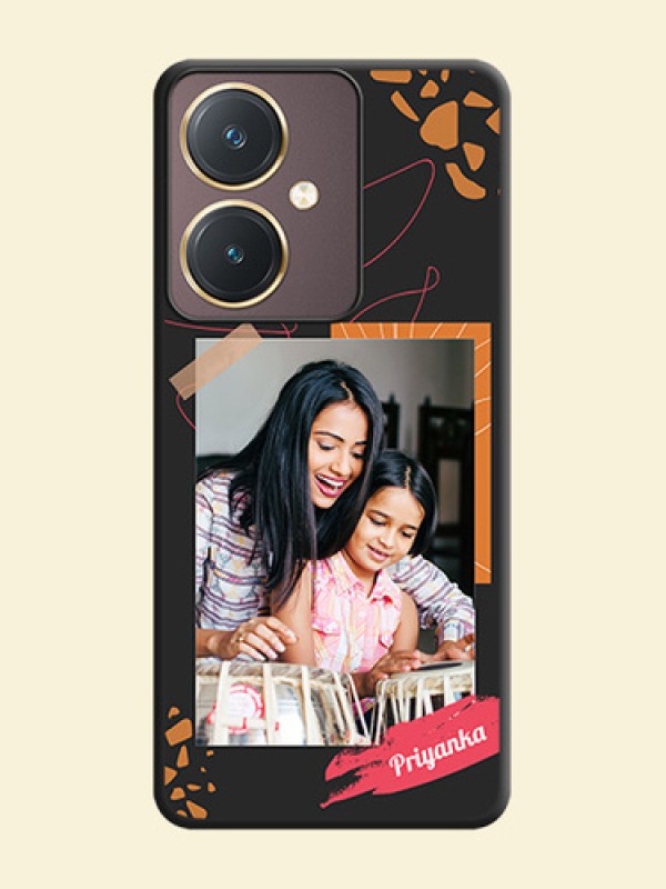 Orange Photo Frame on Space Black Custom Soft Matte Phone Back Cover - Vivo Y27