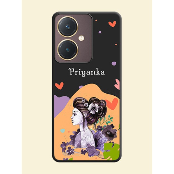 Namecase For Her With Fancy Lady Image On Space Black Personalized Soft Matte Phone Covers - Vivo Y27 Namecase For Her With Fancy Lady Image On Space Black Personalized Soft Matte Phone Covers - Vivo Y27