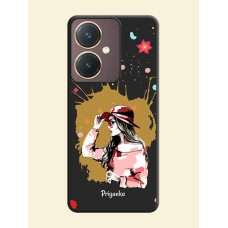 Mordern Lady With Color Splash Background With Custom Text On Space Black Personalized Soft Matte Phone Covers - Vivo Y27