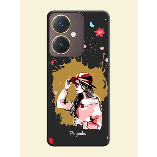 Mordern Lady With Color Splash Background With Custom Text On Space Black Personalized Soft Matte Phone Covers - Vivo Y27 Mordern Lady With Color Splash Background With Custom Text On Space Black Personalized Soft Matte Phone Covers - Vivo Y27