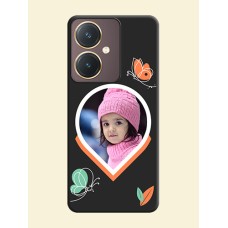 Upload Pic With Simple Butterly Design On Space Black Personalized Soft Matte Phone Covers - Vivo Y27