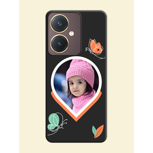 Upload Pic With Simple Butterly Design On Space Black Personalized Soft Matte Phone Covers - Vivo Y27 Upload Pic With Simple Butterly Design On Space Black Personalized Soft Matte Phone Covers - Vivo Y27