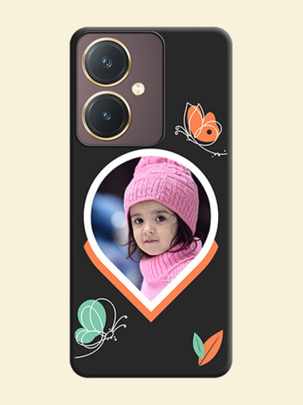 Upload Pic With Simple Butterly Design On Space Black Personalized Soft Matte Phone Covers - Vivo Y27
