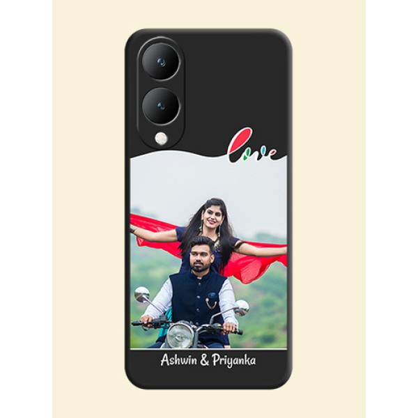 Fall in Love Pattern with Picture - Photo on Space Black Soft Matte Mobile Case -Vivo Y28 5G