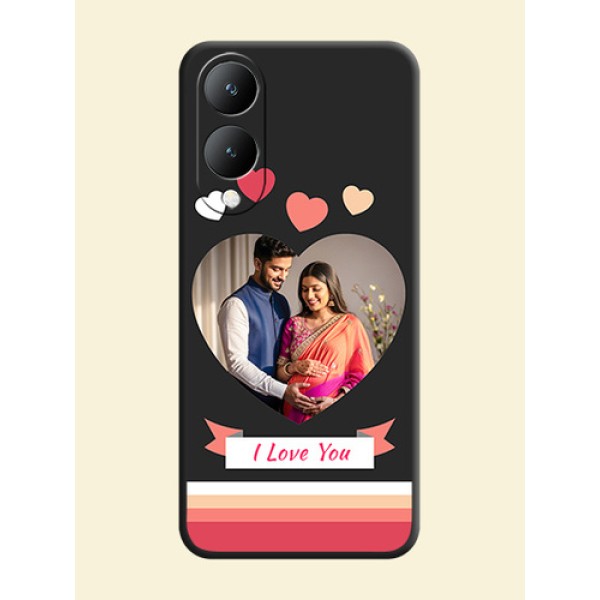 Love Shaped Photo with Colorful Stripes on Personalised Space Black Soft Matte Cases -Vivo Y28 5G Love Shaped Photo with Colorful Stripes on Personalised Space Black Soft Matte Cases -Vivo Y28 5G