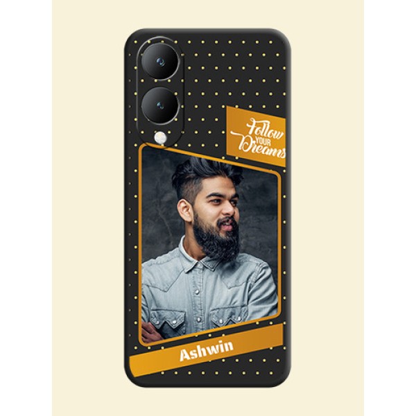 Follow Your Dreams with White Dots on Space Black Custom Soft Matte Phone Cases -Vivo Y28 5G Follow Your Dreams with White Dots on Space Black Custom Soft Matte Phone Cases -Vivo Y28 5G