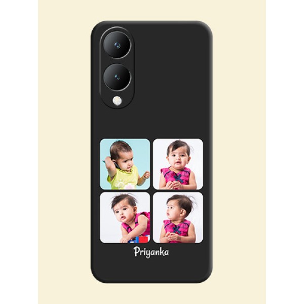 Floral Art with 6 Image Holder - Photo on Space Black Soft Matte Mobile Case -Vivo Y28 5G Floral Art with 6 Image Holder - Photo on Space Black Soft Matte Mobile Case -Vivo Y28 5G