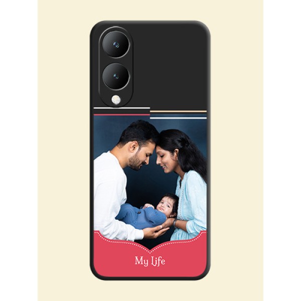 Classic Plain Design with Name - Photo on Space Black Soft Matte Phone Cover -Vivo Y28 5G