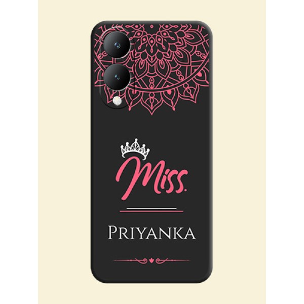 Mrs Name with Floral Design on Space Black Personalized Soft Matte Phone Covers -Vivo Y28 5G Mrs Name with Floral Design on Space Black Personalized Soft Matte Phone Covers -Vivo Y28 5G
