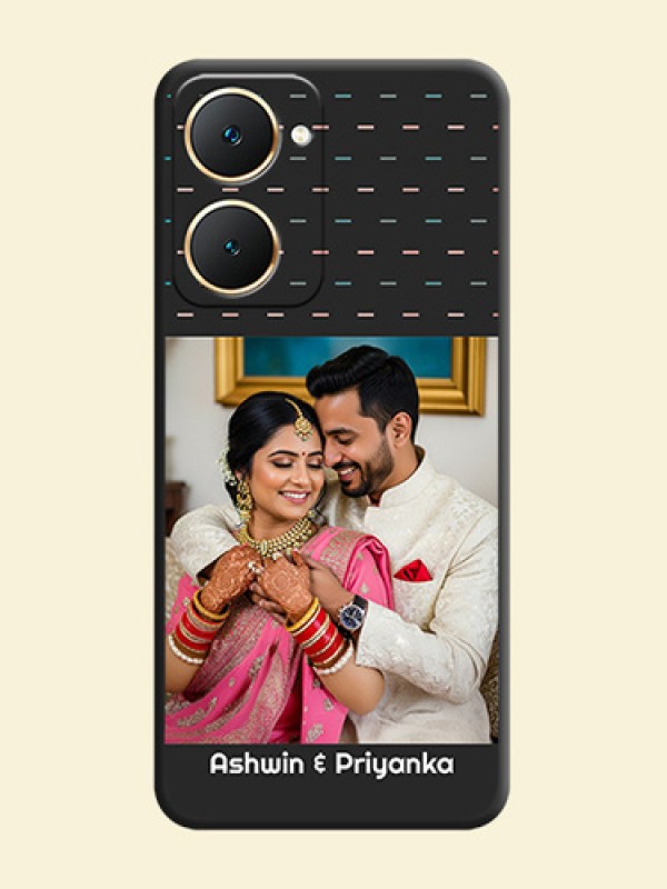 Line Pattern Design with Text On Space Black Custom Soft Matte Mobile Back Cover - Vivo Y28e 5G