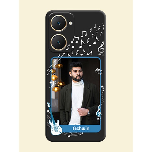 Musical Theme Design with Text on Photo On Space Black Custom Soft Matte Mobile Back Cover - Vivo Y28s 5G