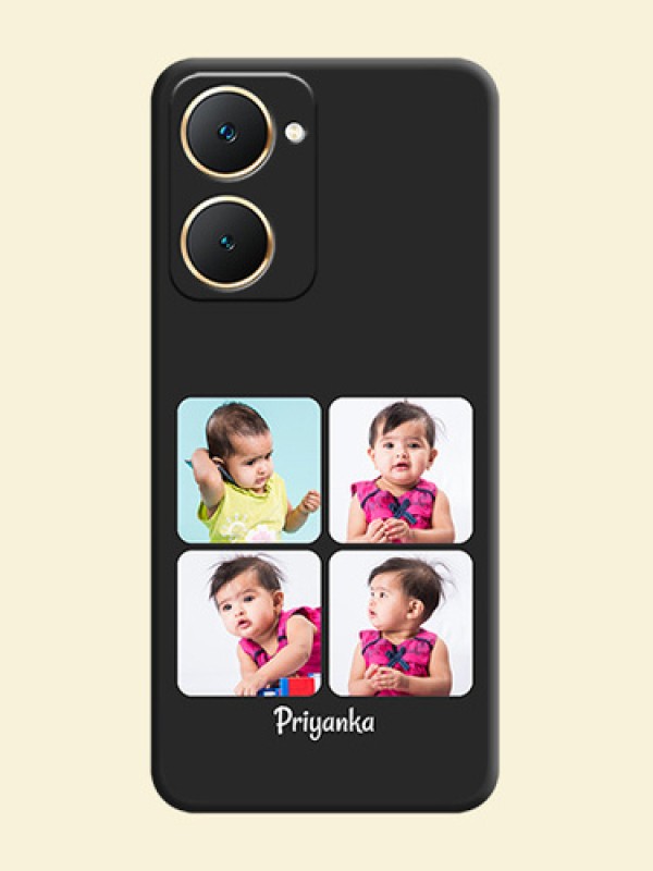 Floral Art with 6 Image Holder on Photo On Space Black Custom Soft Matte Mobile Back Cover - Vivo Y28s 5G