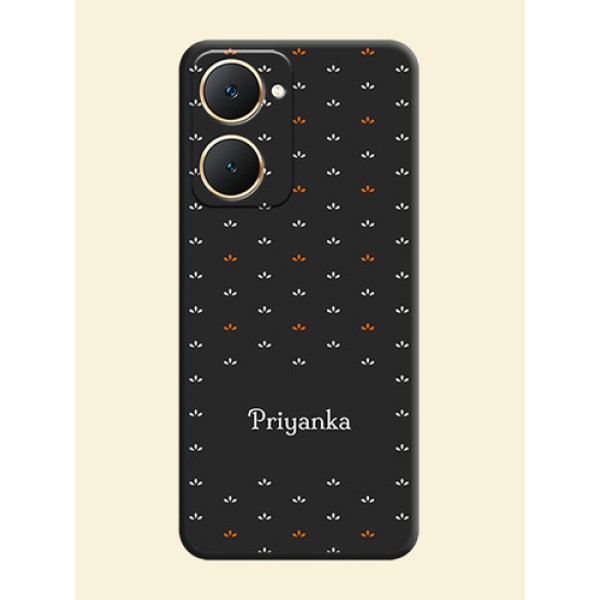 Simple Pattern With Custom Text On Space Black Custom Soft Matte Mobile Back Cover - Vivo Y28s 5G Simple Pattern With Custom Text On Space Black Custom Soft Matte Mobile Back Cover - Vivo Y28s 5G