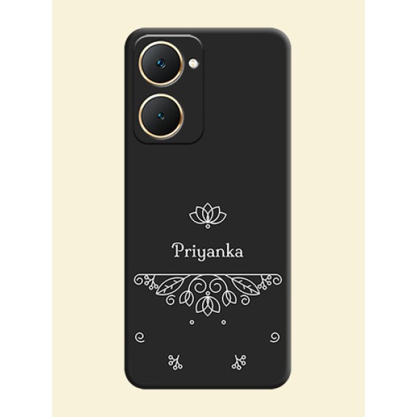 Lotus Garden Custom Text On Space Black Custom Soft Matte Mobile Back Cover - Vivo Y28s 5G Lotus Garden Custom Text On Space Black Custom Soft Matte Mobile Back Cover - Vivo Y28s 5G