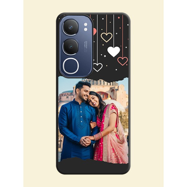 Love Hangings with Splash Wave Picture On Space Black Custom Soft Matte Mobile Back Cover - Vivo Y29 5G Love Hangings with Splash Wave Picture On Space Black Custom Soft Matte Mobile Back Cover - Vivo Y29 5G