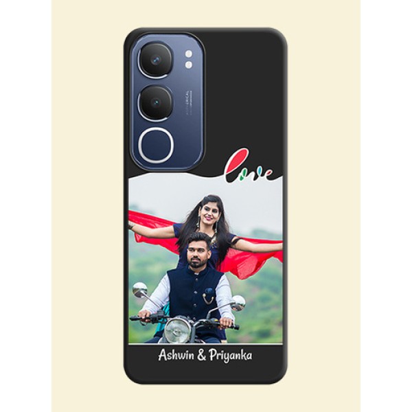 Fall in Love Pattern with Picture on Photo On Space Black Custom Soft Matte Mobile Back Cover - Vivo Y29 5G Fall in Love Pattern with Picture on Photo On Space Black Custom Soft Matte Mobile Back Cover - Vivo Y29 5G
