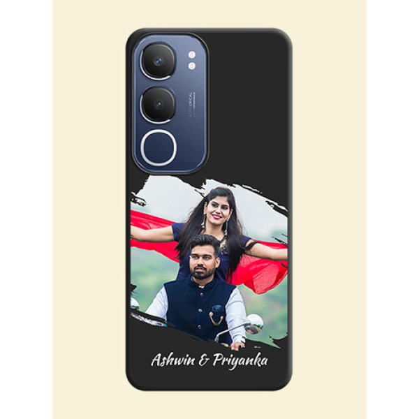 Grunge Brush Strokes on Photo On Space Black Custom Soft Matte Mobile Back Cover - Vivo Y29 5G Grunge Brush Strokes on Photo On Space Black Custom Soft Matte Mobile Back Cover - Vivo Y29 5G