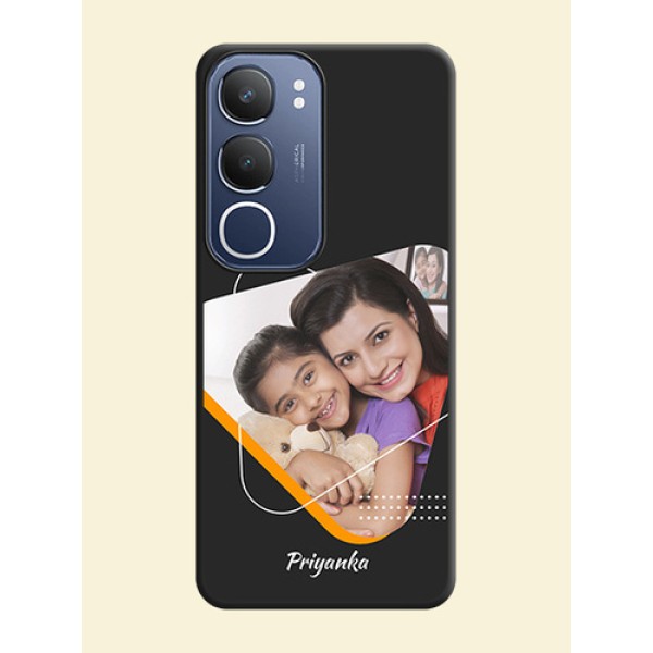 Yellow Triangle on Photo On Space Black Custom Soft Matte Mobile Back Cover - Vivo Y29 5G Yellow Triangle on Photo On Space Black Custom Soft Matte Mobile Back Cover - Vivo Y29 5G