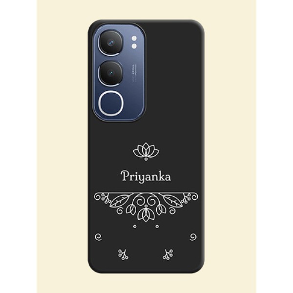 Lotus Garden Custom Text On Space Black Custom Soft Matte Mobile Back Cover - Vivo Y29 5G Lotus Garden Custom Text On Space Black Custom Soft Matte Mobile Back Cover - Vivo Y29 5G