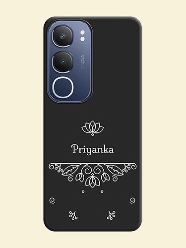 Lotus Garden Custom Text On Space Black Custom Soft Matte Mobile Back Cover - Vivo Y29 5G