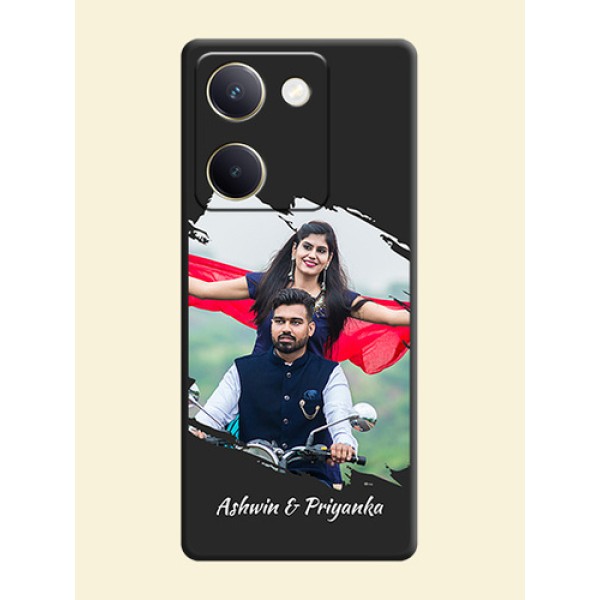 Grunge Brush Strokes on Photo On Space Black Custom Soft Matte Mobile Back Cover - Vivo Y300 Plus 5G Grunge Brush Strokes on Photo On Space Black Custom Soft Matte Mobile Back Cover - Vivo Y300 Plus 5G