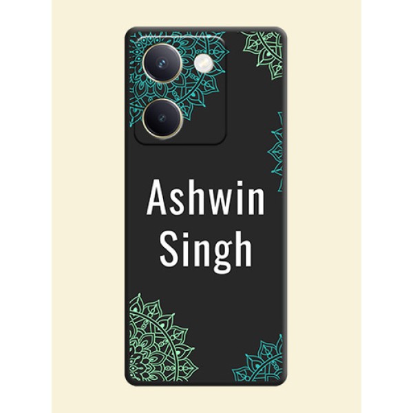 Your Name with Floral Design On Space Black Custom Soft Matte Mobile Back Cover - Vivo Y300 Plus 5G Your Name with Floral Design On Space Black Custom Soft Matte Mobile Back Cover - Vivo Y300 Plus 5G