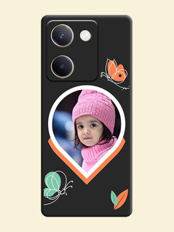 Upload Pic With Simple Butterly Design On Space Black Custom Soft Matte Mobile Back Cover - Vivo Y300 Plus 5G