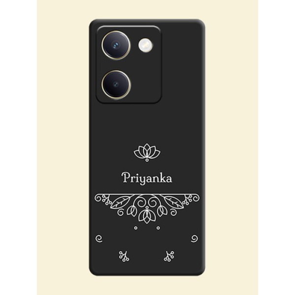 Lotus Garden Custom Text On Space Black Custom Soft Matte Mobile Back Cover - Vivo Y300 Plus 5G Lotus Garden Custom Text On Space Black Custom Soft Matte Mobile Back Cover - Vivo Y300 Plus 5G