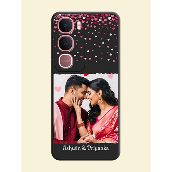 Fall in Love with Your Partner on Photo On Space Black Custom Soft Matte Mobile Back Cover - Vivo Y31 5G Fall in Love with Your Partner on Photo On Space Black Custom Soft Matte Mobile Back Cover - Vivo Y31 5G