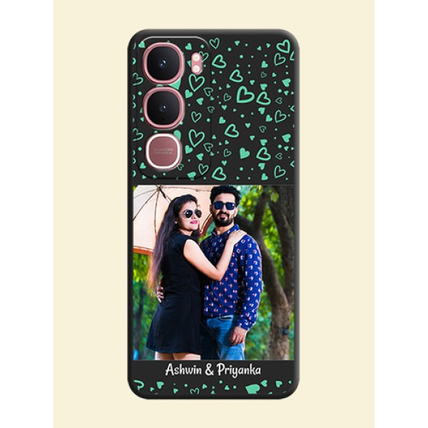 Sea Green Indefinite Love Pattern on Photo On Space Black Custom Soft Matte Mobile Back Cover - Vivo Y31 5G Sea Green Indefinite Love Pattern on Photo On Space Black Custom Soft Matte Mobile Back Cover - Vivo Y31 5G