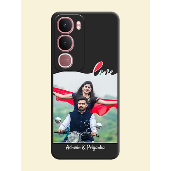 Fall in Love Pattern with Picture on Photo On Space Black Custom Soft Matte Mobile Back Cover - Vivo Y31 5G Fall in Love Pattern with Picture on Photo On Space Black Custom Soft Matte Mobile Back Cover - Vivo Y31 5G