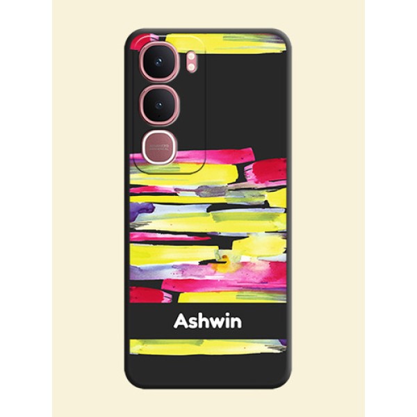 Brush Coloured On Space Black Custom Soft Matte Mobile Back Cover - Vivo Y31 5G Brush Coloured On Space Black Custom Soft Matte Mobile Back Cover - Vivo Y31 5G