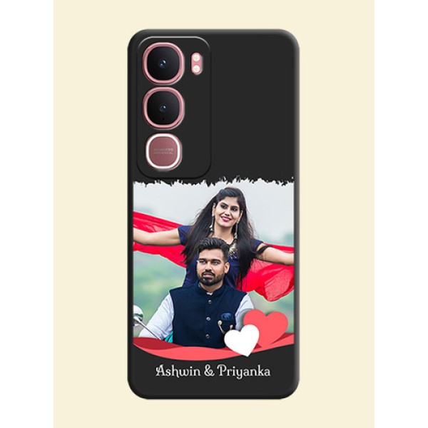 Pin Color Love Shaped Ribbon Design with Text On Space Black Custom Soft Matte Mobile Back Cover - Vivo Y31 5G Pin Color Love Shaped Ribbon Design with Text On Space Black Custom Soft Matte Mobile Back Cover - Vivo Y31 5G