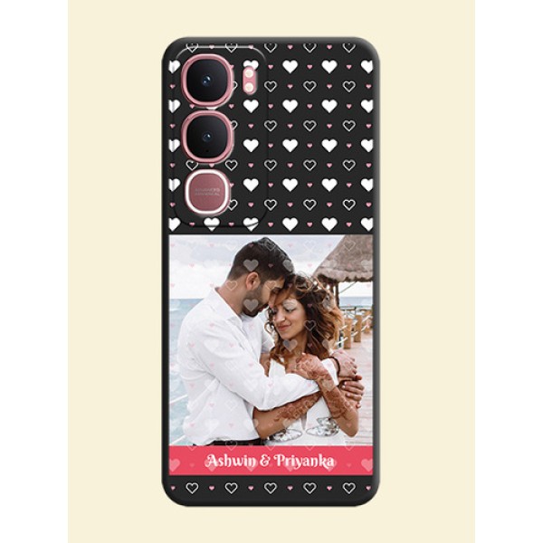 White Color Love Symbols with Text Design on Photo On Space Black Custom Soft Matte Mobile Back Cover - Vivo Y31 5G White Color Love Symbols with Text Design on Photo On Space Black Custom Soft Matte Mobile Back Cover - Vivo Y31 5G