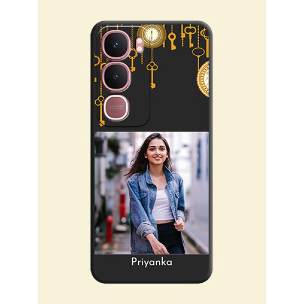 Decorative Design with Text On Space Black Custom Soft Matte Mobile Back Cover - Vivo Y31 5G Decorative Design with Text On Space Black Custom Soft Matte Mobile Back Cover - Vivo Y31 5G
