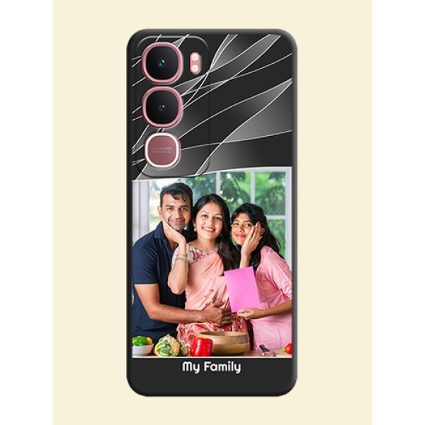 Mixed Wave Lines on Photo On Space Black Custom Soft Matte Mobile Back Cover - Vivo Y31 5G Mixed Wave Lines on Photo On Space Black Custom Soft Matte Mobile Back Cover - Vivo Y31 5G
