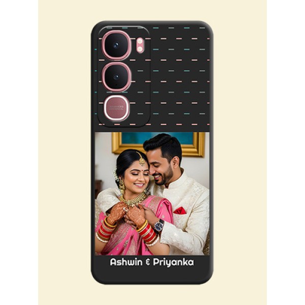 Line Pattern Design with Text On Space Black Custom Soft Matte Mobile Back Cover - Vivo Y31 5G Line Pattern Design with Text On Space Black Custom Soft Matte Mobile Back Cover - Vivo Y31 5G