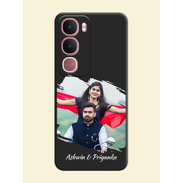 Grunge Brush Strokes on Photo On Space Black Custom Soft Matte Mobile Back Cover - Vivo Y31 5G Grunge Brush Strokes on Photo On Space Black Custom Soft Matte Mobile Back Cover - Vivo Y31 5G